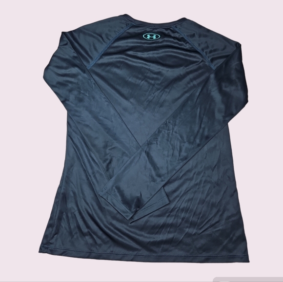 Under Armour Girls Long Sleeve Heatgear Shirt Blue Teal Size Large - Picture 2 of 4